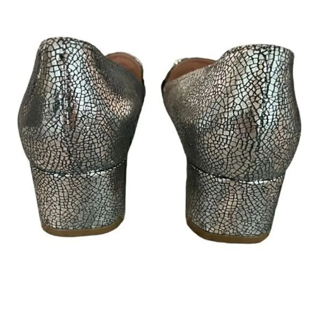 Alberta Ferretti Silver Metallic Loafers Star Tassel 8 IT38‎ Block Heel Italian